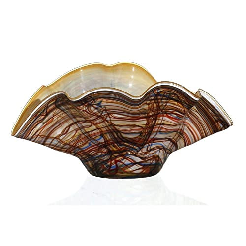 Elegant and Modern Decorative Classical Glass and Marble Bowl for Housewarming Gift - 16.5" x 11" Glass Bowl, Coco