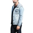 thumbnail image 5 of Victorious Men's Hoodie Layered Distressed Denim Jacket with Removable Hood DK109 - ICE - Medium, 5 of 7