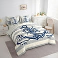 thumbnail image 4 of Homewish Vintage Nautical Anchor Bedding Comforter Set 7pcs, Fashion Abstract King Bedding Sets, Teens Kids Boys Girls Reversible Bed Sheets, Microfiber Bedroom Decor, 4 of 8