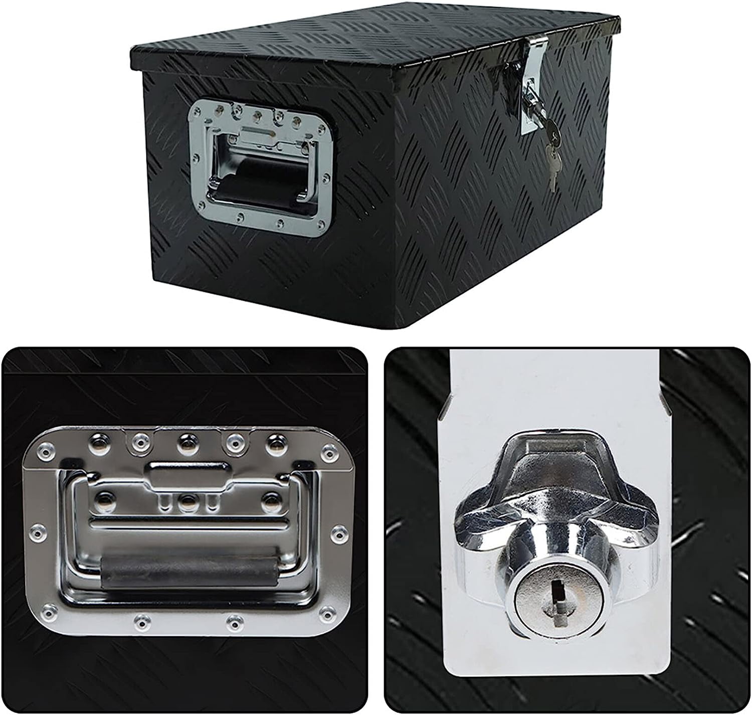 20" x 12" Black Aluminum Tool Box Underbody for Truck Trailer with Side Handle