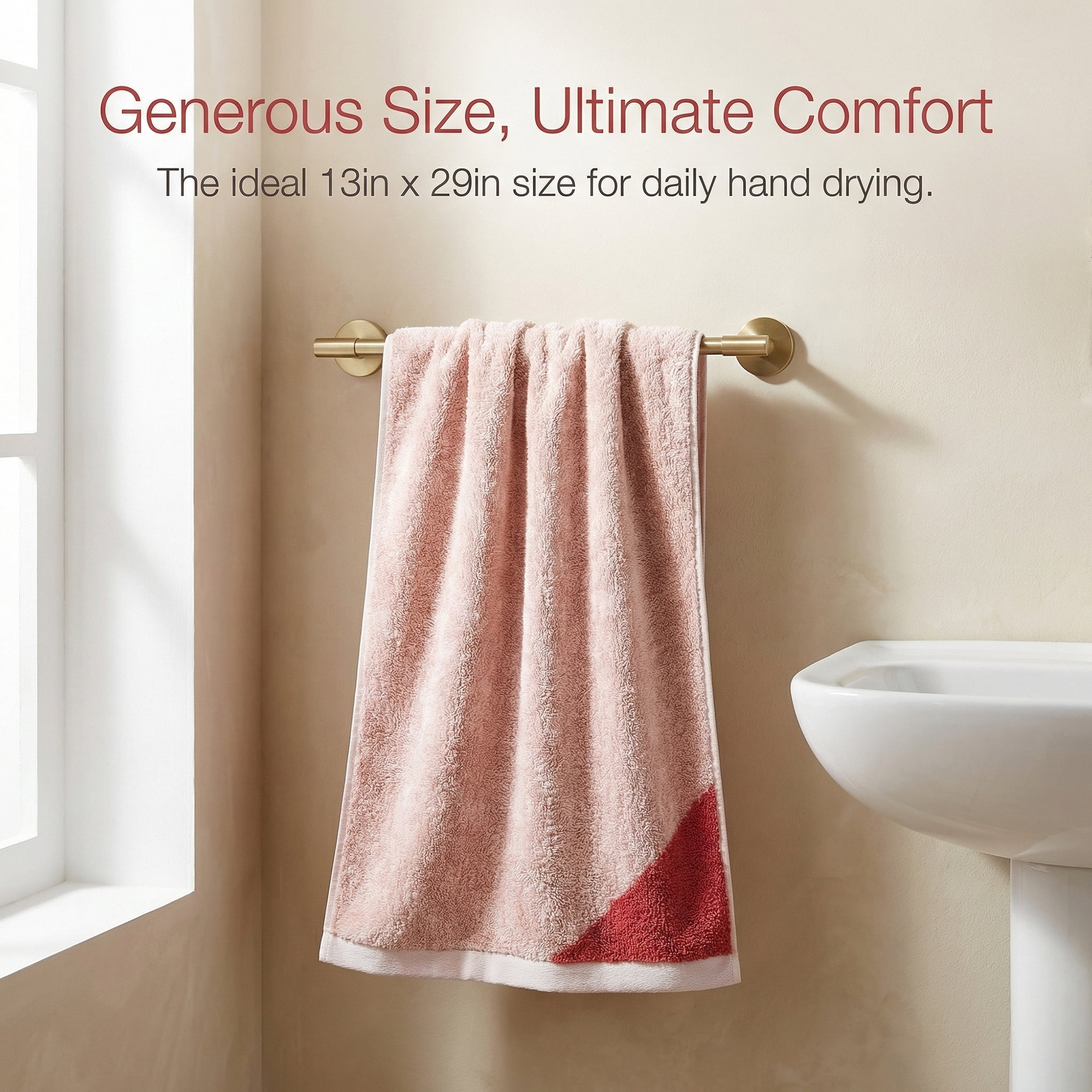 Unique Bargains 2Pcs Pure Cotton Soft Absorbent Hand Towels Orange 29" x 13"