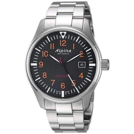 Alpina Men's Startimer Pilot 42mm Steel Bracelet & Case Swiss Quartz Blue Dial Analog Watch (Best Swiss Pilot Watches)
