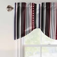 thumbnail image 4 of Red Blue Black Striped Tie Up Valance Curtains for Windows, Kitchen Curtains Window Treatments, Modern Stripes Star Short Window Shades Valances for Bedroom Bathroom Cafe 42"x18", 4 of 8