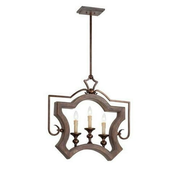 Savoy House Berwick 3 Light Pendant, Dark Wood and Guilded Bronze - 7-1330-3-327