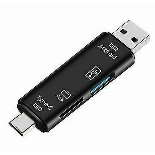 Lector de tarjetas de memoria OTG multifunción 5 en 1 USB 2.0 tipo C/USB/Micro USB/TF/SD, accesorios para teléfonos móviles