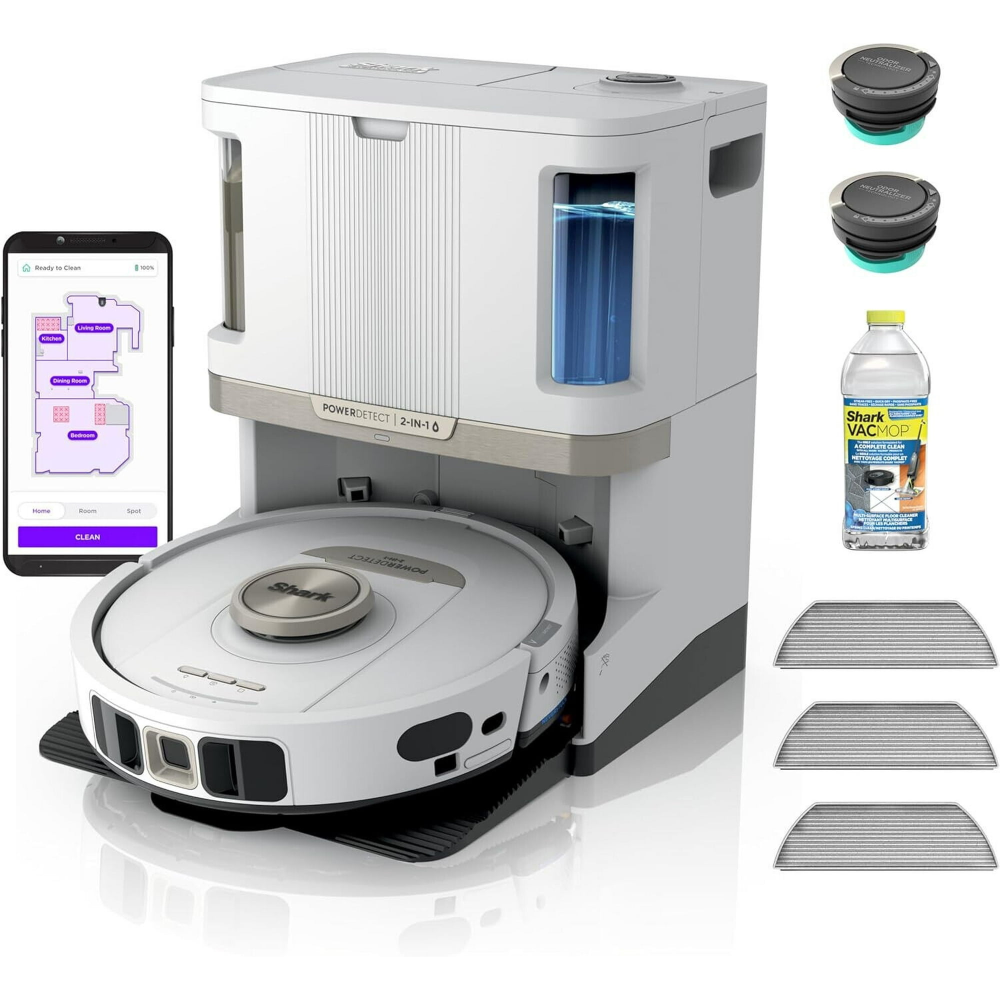 Shark Robot Vacuum & Mop Combo PowerDetect NeverTouch Pro AV2800ZE WET DRY
