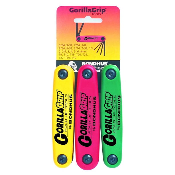 TRIPLE PACK DE LLAVES HEXAGONALES Y TIPO TORX® TIPO NAVAJA "GORILLA GRIP". BONDHUS 12533 BONDHUS 12533