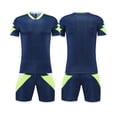 thumbnail image 2 of BRGZLK Kids Soccer Jerseys Summer Boys Girls Breathable Comfortable Short Sleeve Tops and Shorts Athletic Jersey Training Uniforms Outfits Navy 3XS, 2 of 5