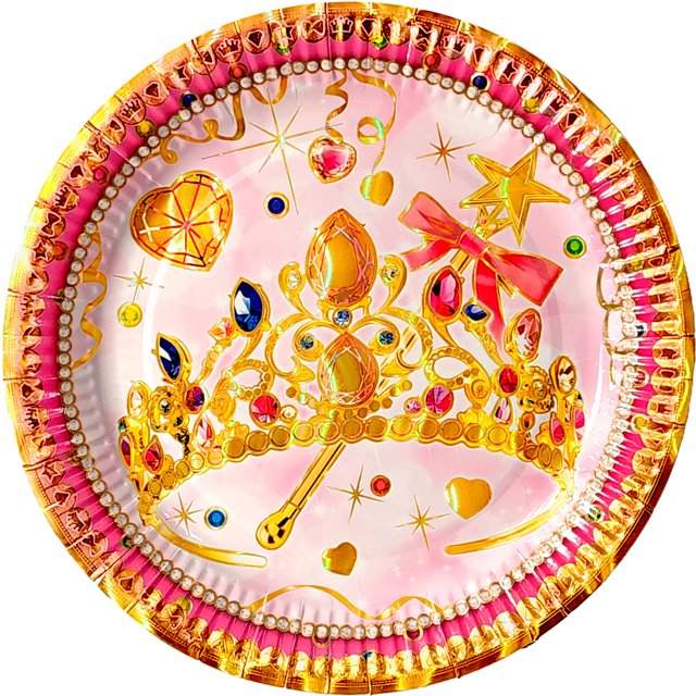 24 Pz Plato Cartón Premium Pastelero Fiesta De Cumpleaños Corona Princesa