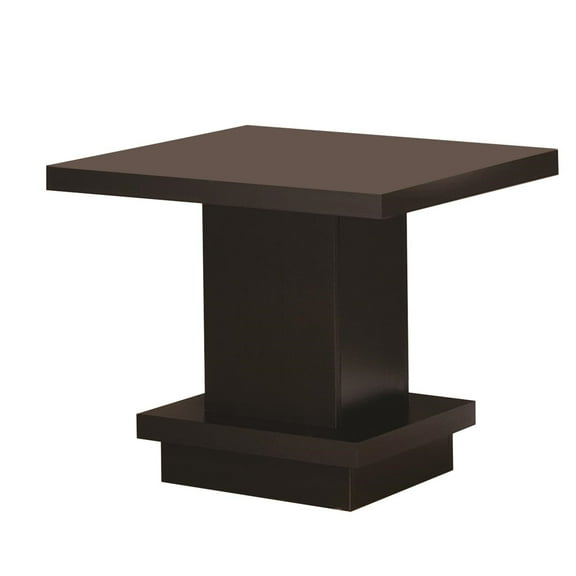 Benzara Contemporary End Table With Pedestal Base, Cappuccino Brown