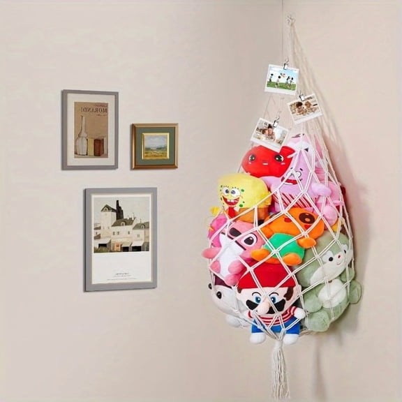Stuffed Animal Storage Net - Colorful Plush Toy Hammock Organizer for Kids' Bedroom, Nursery & Playroom - Soft Fabric Display Holder for Stuffed Toys