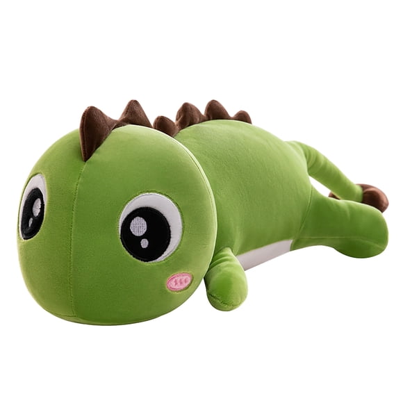Muñeco de dinosaurio de ojos grandes, muñeco de dinosaurio suave, almohada de peluche para niños, funda de almohada que brilla en la oscuridad