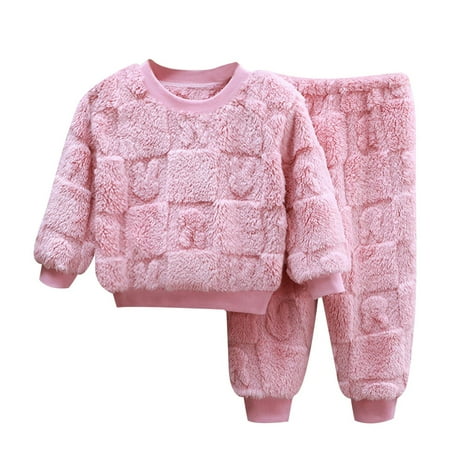 

Outfits For Girls S Set Baby And Pajamas Boys Jacquard Homewear Fuzzy Warm Two Piece Set
