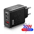thumbnail image 3 of Ndcxsfigh 1 cargador pared para USB + 2 PD Type-C 30 W para iPhone 14 (negro UE), 3 of 6