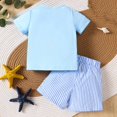 thumbnail image 4 of Odeerbi 6M-4Y Niños Niñas Conjunto de Verano Estampado de Algodón Camiseta de Manga Corta Pantalones Cortos A Rayas Conjunto de Dos Piezas Cintura Elástica, 4 of 8