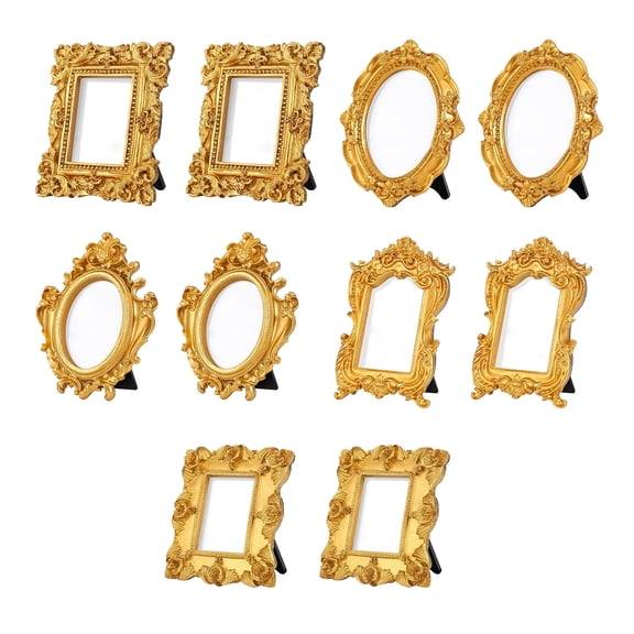 10-Piece Vintage Gold Photo Frame Set – Baroque Resin Picture Frames for Wedding Table Numbers, Home Decor & Gifts