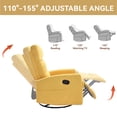 thumbnail image 6 of Leumius Manual Swivel Rocker Recliner Chair for Adult,360° Swivel Nursery Recliner with Ergonomic High Backrest,Glider Recliner Nursery Chair with Side Pockets for Living Room,Yellow, 6 of 7