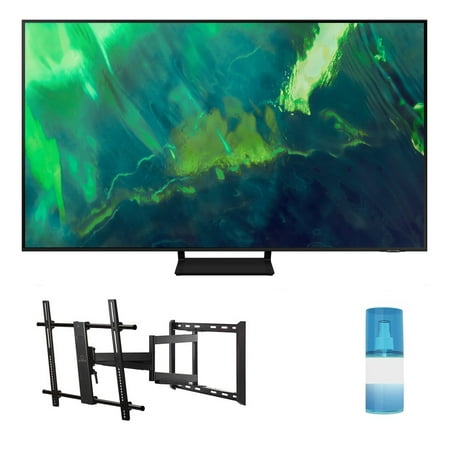 Samsung QN75Q70AA 75" Class UHD HDR QLED 4K Smart TV with Walts TV Large/Extra Large Full Motion Mount for 43"-90" Compatible TV's and Walts HDTV Screen Cleaner Kit (2021)