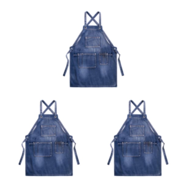 Delantal de cocina multiusos Matsuzay unisex de tela duradero y elegante Azul