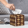 thumbnail image 6 of Picia Argyle of brown Pattern Tissue Box Cover,PVC Leather Square Holder,Tissue Box Holder with Magnetic Bottom,Facial Paper Organizer Dispenser-5.2"X5.2"X5.2", 6 of 7