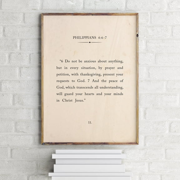 Philippians 4:6-7 Printable Wall Art,Book Page,Do not be anxious,Bible Verse,Prayer Scripture,Baptism Christian Sign Print, Dining Room Decor, Bedroom Art, Art Decor, Frameless 12x16inch