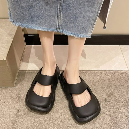 

Wavsuf Womens Slippers Clearance Closed Toe Casual Summer Outdoor Beach Black Slippers Size 7