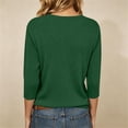 thumbnail image 5 of Women's 3/4 Sleeve Crew Neck Loose Tunic Tops, Business Casual Spring Dressy Blouses | CSEONE,Green XL, 5 of 6
