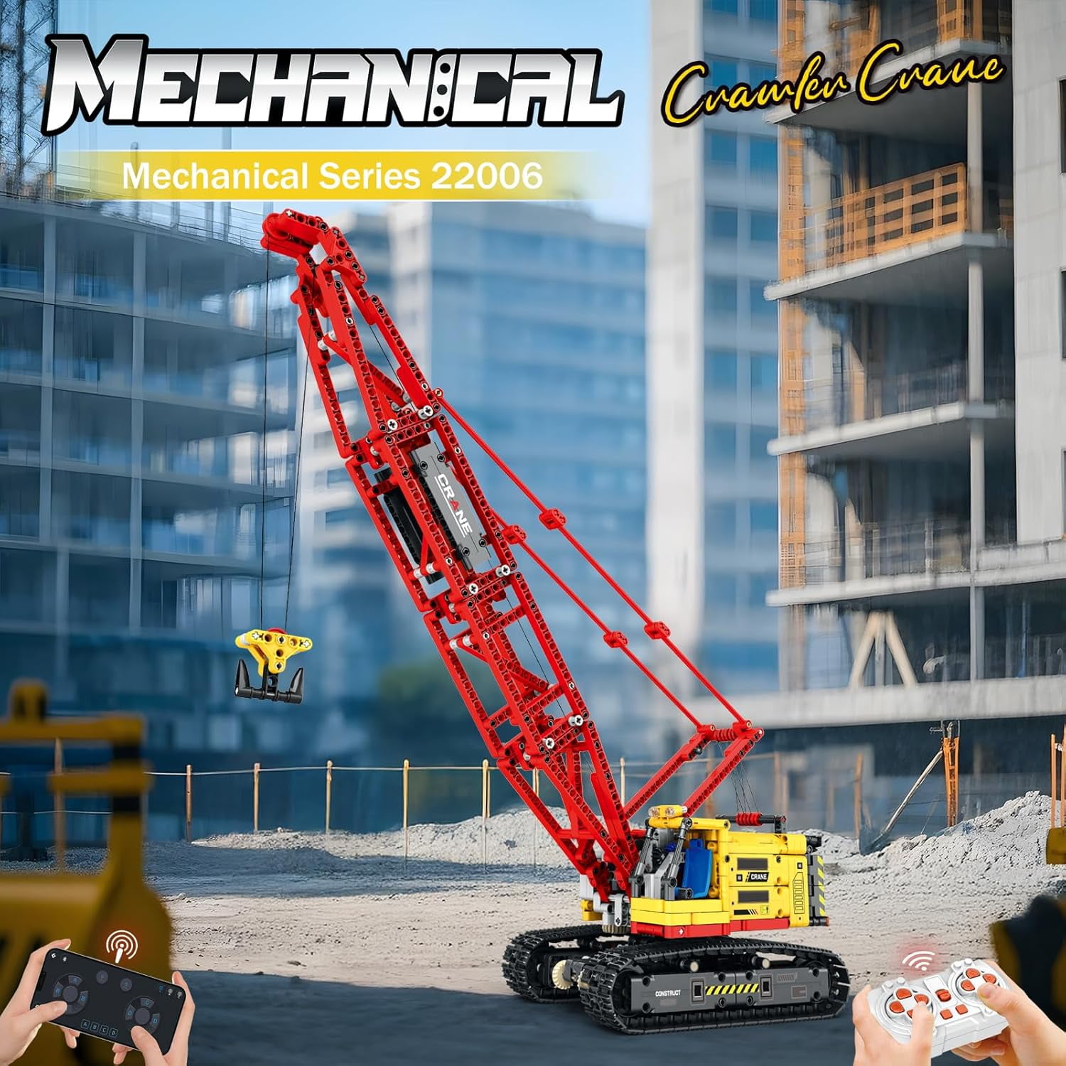 Crawler Crane Building Blocks Set,RC Remote Control Crane Construction Vehicles Toy for Adults,1322 PCS Engineering Truck, Birthday Gifts Ideas for Adults 22006