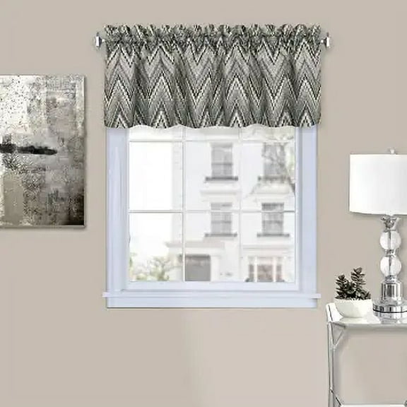Achim Home Furnishings AVVL14CC12, Charcoal Avery Window Curtain Valance, 58"x14"