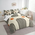 thumbnail image 3 of Manfei Strieps Abstract Bedding Comforter Set 7pcs, Orange Circle Geometric Queen Bedding Sets, Mid Century Minimalst Artwork Reversible Queen Sheet Sets, Super Cozy Room Decor, 3 of 7