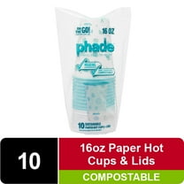 Phade Marine Biodegradable and Compostable Paper Hot Cups with Lids, 16 oz, Sealife Blue, 10 Count