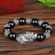 thumbnail image 1 of Pulsera de cuentas Pixiu legendarias de seis palabras, hecha a mano, de piedra de obsidiana negra, 1 of 5