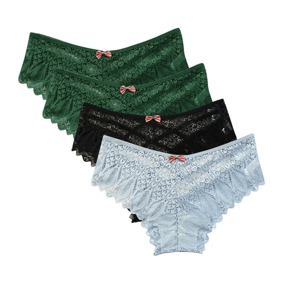 Kmdttou Women's Plus Size Underwear Sexy Lace High Cut Panties Comfort Bikini Panty Stretch Underpants Breathable Ladies Briefs (Regular & Plus Size) Blue-3XL