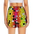 thumbnail image 4 of Uemuo Colorful Tie Dye Stained Glass 1 Pattern Women's Athletic Shorts High Waisted Running Shorts with Liner Pockets Gym Elastic Workout Shorts-Small, 4 of 9