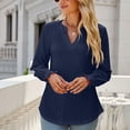 thumbnail image 4 of Pompotops Mode Femme Col en V Manches Longues Décontracté Confortable Couleur Unie Manches à Volants Blouse en Solde, 4 of 8