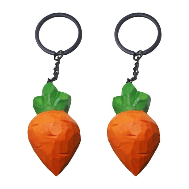 2 piezas de madera con colgante de zanahoria, llavero, bolso, decoración para llaves