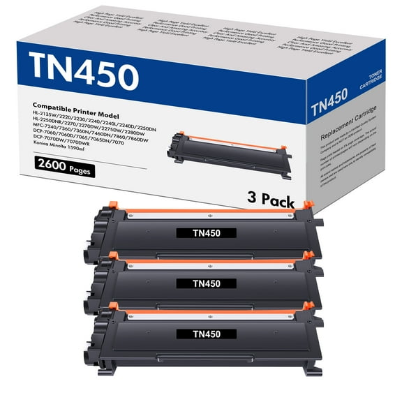 Amstech 3-pack Compatible Toner Replacement for Brother TN450 TN420 TN-450 TN-420 Compatible with HL-2270DW HL-2280DW HL-2230 HL-2240 MFC-7360N MFC-7860DW DCP-7065DN Intellifax 2840(Black)