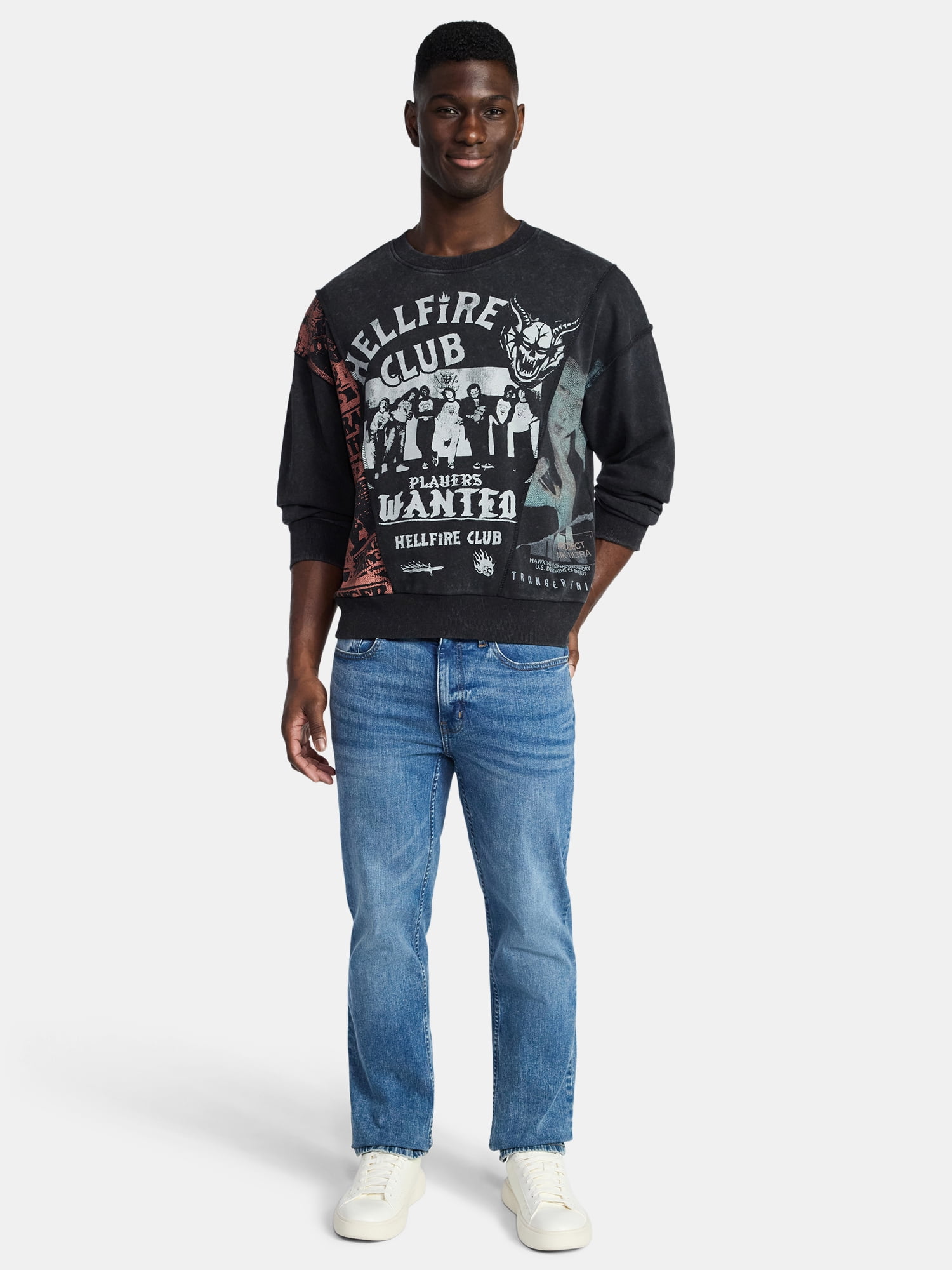 Netflix Stranger Things Men's and Big Men's Hellfire Club Crewneck Sweatshirt, Sizes XS-3XL