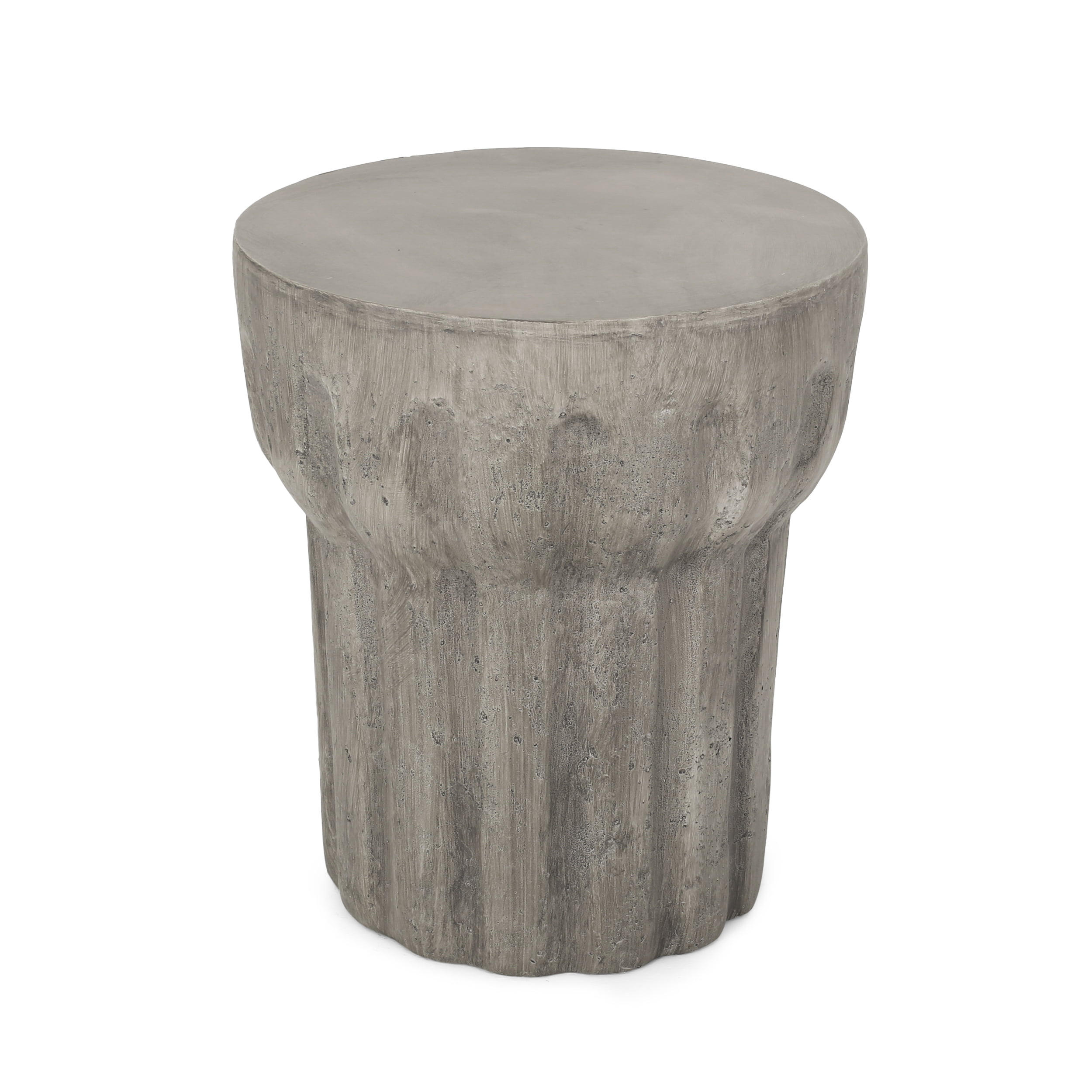 Giannis Outdoor Contemporary Lightweight Concrete Accent Side Table 