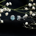 thumbnail image 3 of Rosec Jewels 1.6 CT Aquamarine Solitaire Stud Earrings for Women (6 MM Round Shape Aquamarine), 14K White Gold, 3 of 7
