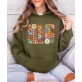thumbnail image 5 of Wildcats Hoodie for Women Retro Groovy Floral Game Day Pullover, Army Green Hoodie, XL, 5 of 8