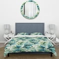 thumbnail image 3 of Designart "Seaside Leaf Symphony II" Green Tropical Bedding Covert Set - Tropical Bed Set With 2 Shams, 3 of 5