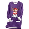 thumbnail image 1 of WEAIXIMIUNG Sweatshirts Courts pour Femmes Grande Taille Pull Thermique à Manches Longues Col Rond avec Poche, 1 of 5