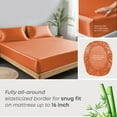 thumbnail image 4 of LINENWALAS Twin Sheet Sets, Cooling Sheets, Rayon Derived from Bamboo, Deep Pocket Up to 16", Breathable & Soft Bed Sheets, Luxury Silky Bedding Sheets (Twin, Burnt Orange), 4 of 8