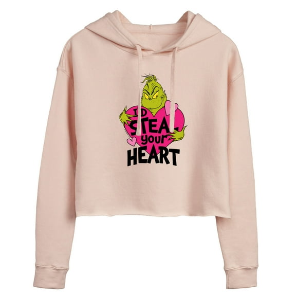 The Grinch - I'd Steal Your Heart  - Juniors Cropped Pullover Hoodie