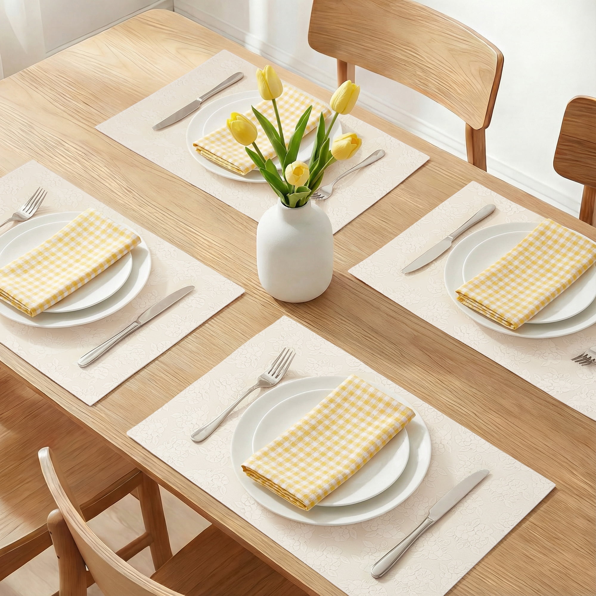 Unique Bargains Faux Leather Placemats for Kitchen Home Beige 17.7"x11.8"