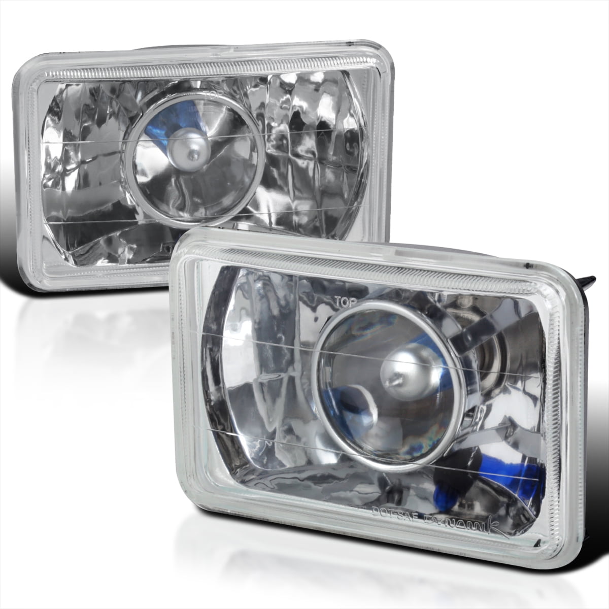 2x High Quality 45W High/Low Beam 4X6 Square LED Headlight DRL With Angel Eyes