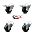 thumbnail image 2 of 3 Inch Soft Rubber Swivel Bolt Hole Caster Set with 2 Total Lock Brake SCC, 2 of 2