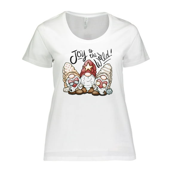Inktastic Joy to the World Christmas Gnomes Women's Plus Size T-Shirt