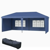 Barara King Gazebo, Outdoor Canopy Shelter,10' x 20' Pop Up Canopy Tent with 4 Sidewalls, Instant Gazebo with Carry Bag, Blue